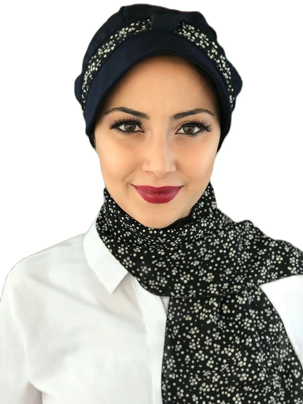 

New Fashion 2021 Islamic 1headscarf Turban Women's Seasonal Bonnet One-piece Foulard Navy Blue Scarf Hat Bone