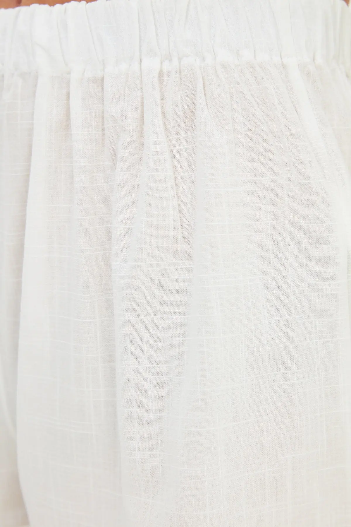 Women's White Back Detailed Woven Pajamas Set Strappy Summer Femme Two Piece Shorts Set Casual Home Clothing Drawstring Low-Cut 2021 New Fashion Sleepwear