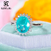 gzxsjg paraiba tourmaline gemstones ring for women solid 925 sterling silver tourmaline diamonds handmade ring for anniversary