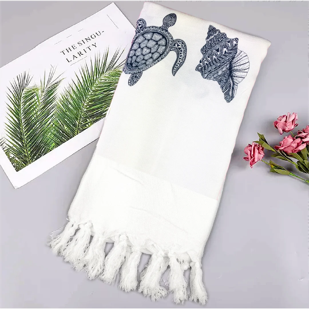 

2021 Turkish Beach Towel Sports Sauna Tassel Shawls for Women Outdoor Sunscreen Pahom Manta for Female XXL