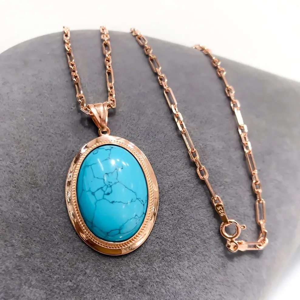 

Green Almond Shekels Big size Turquoise Stone Trend Silver Necklace