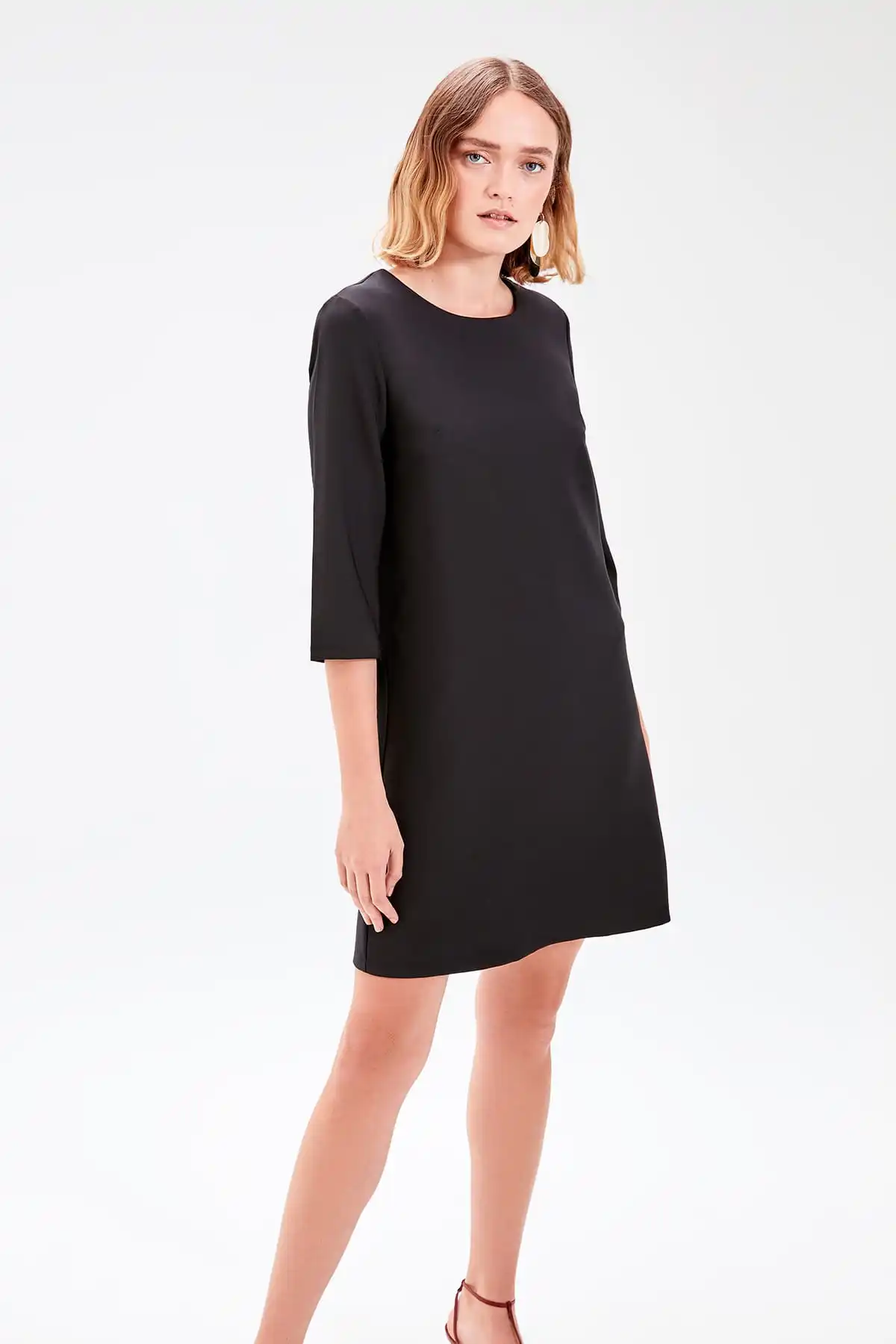 Черное платье с рукавом три четверти TWOAW20EL0105|Женские платья| |