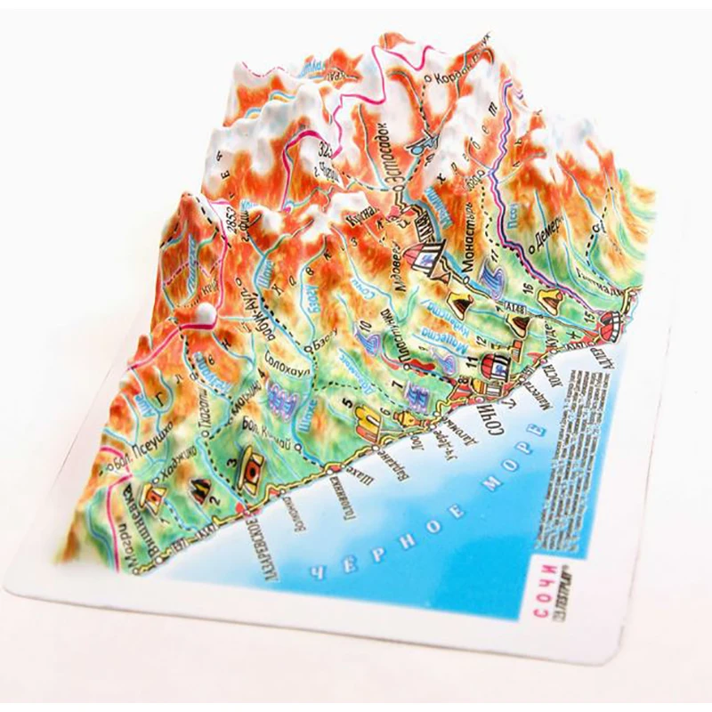 3D Карта Город СОЧИ 3Д Высокообъёмная панорама Рельефная Магнит На холодильник