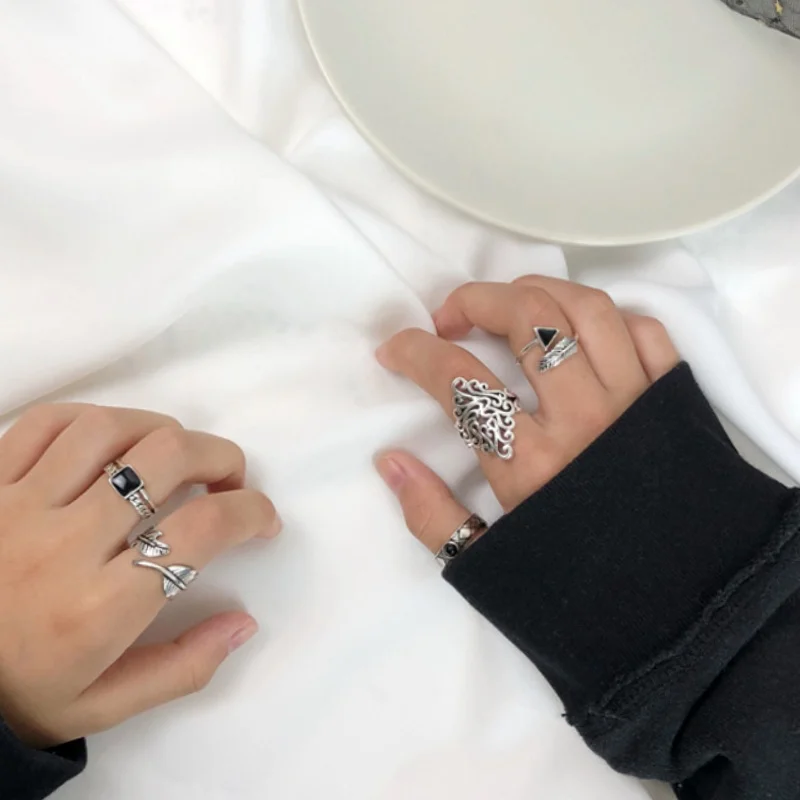 

2021 Punk Rings for Women Funny Goth Kpop Flame Anillos Hip Hop Korean Fashion Male Couple Gift Jewelry
