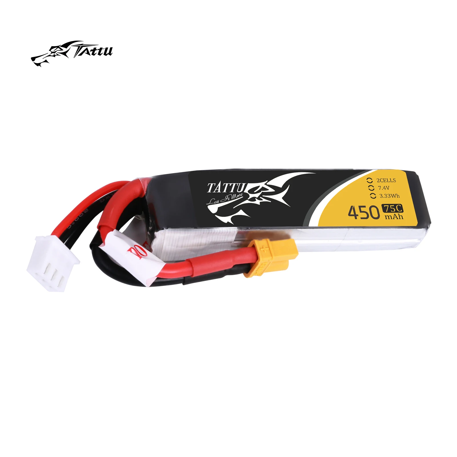 Литий-полимерный аккумулятор TATTU 7,4 v 450mAh Lipo 2s 75C RC батарея XT30 Plug батареи для мини-дрона квадрокоптера дрона БПЛА радиоуправляемого автомобиля FPV 120 Размер