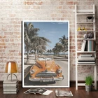 Пляжный Пейзаж Кубы фотография плакат винтажный автомобиль Пальма холст печать Пляж Лето чувство стены Искусство Живопись Домашний Декор