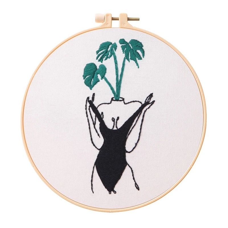 

Embroidery Kits, Feminism Pattern, Embroidery Hoop, Embroidery Thread, Embroidery Materials and Tool, DIY Craft for Beginner (H)