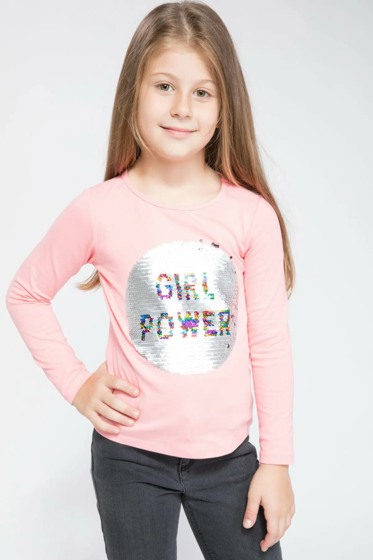 Дефакто розовая футболка с длинными рукавами для девочек красивый топ яркими