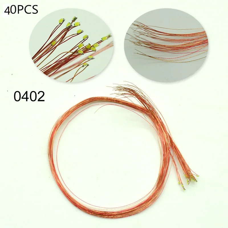 40 шт. 0402 SMD светодиодный светильник со шкалой HO N OO, предварительно припаянный micro litz проводной светодиодный провод 20 см для освещения diorama