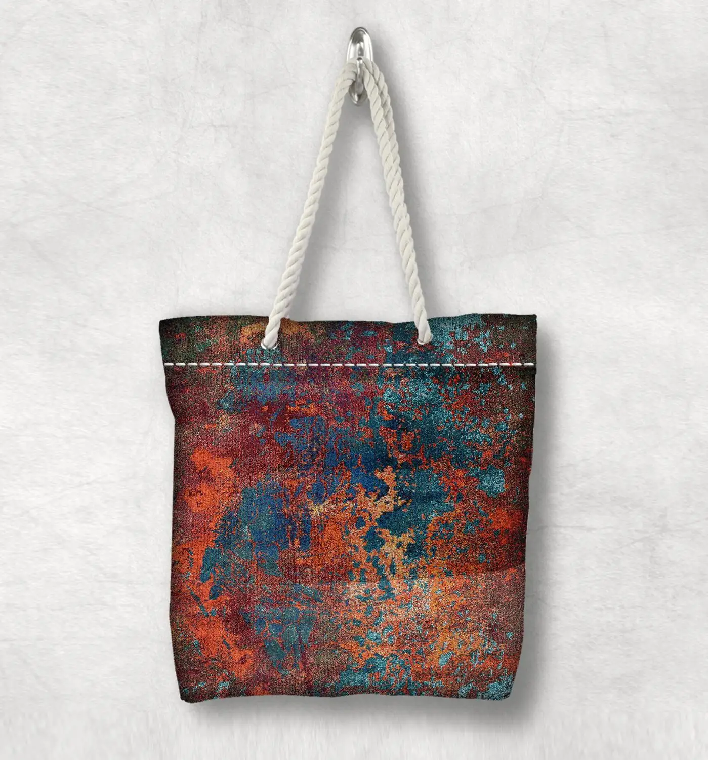 Антикварная Холщовая Сумка Anatolia с ручками из белого веревки оранжевого зеленого