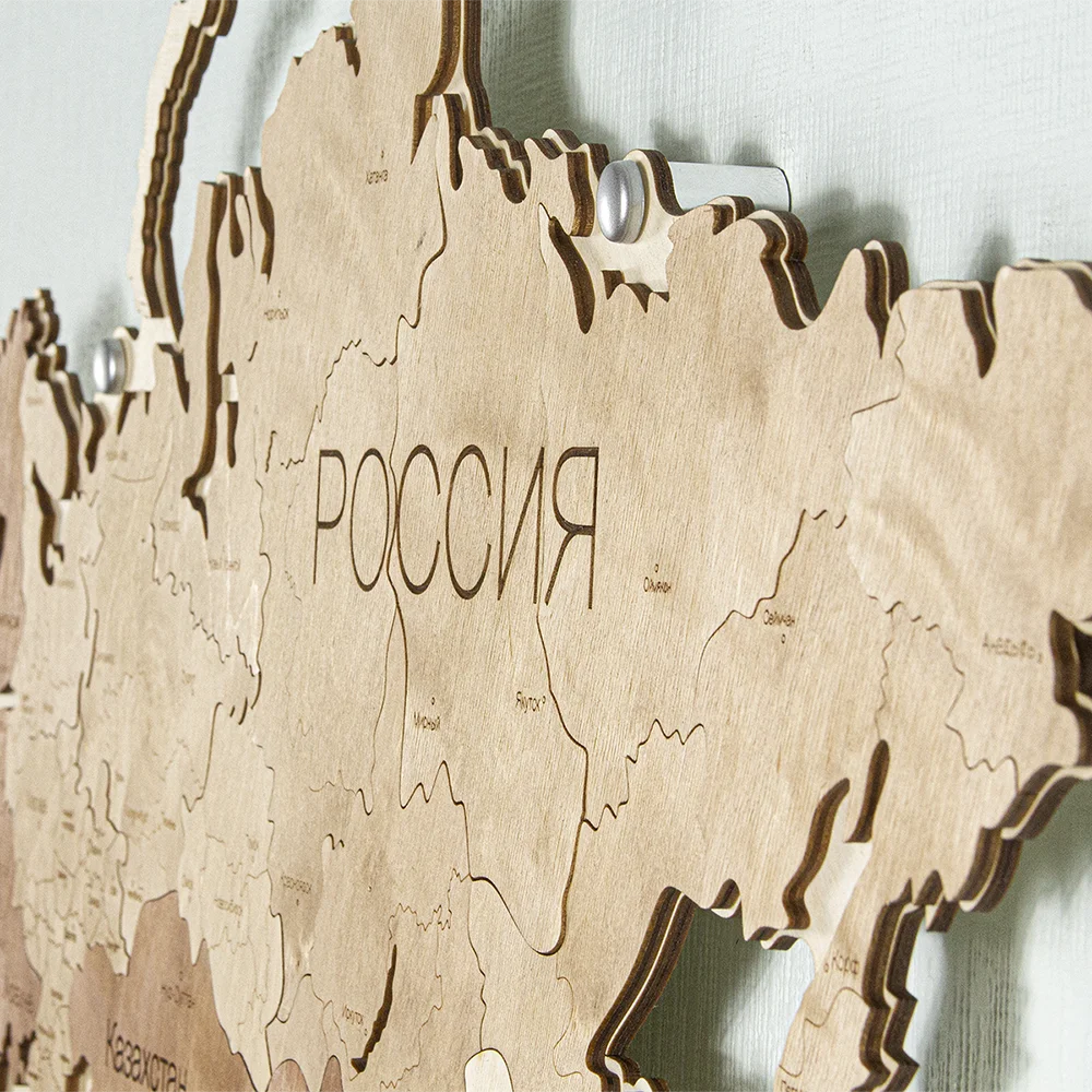 Карта мира из дерева на стену 160*85 см / Декорации настенные Пазлы детские Дизайн