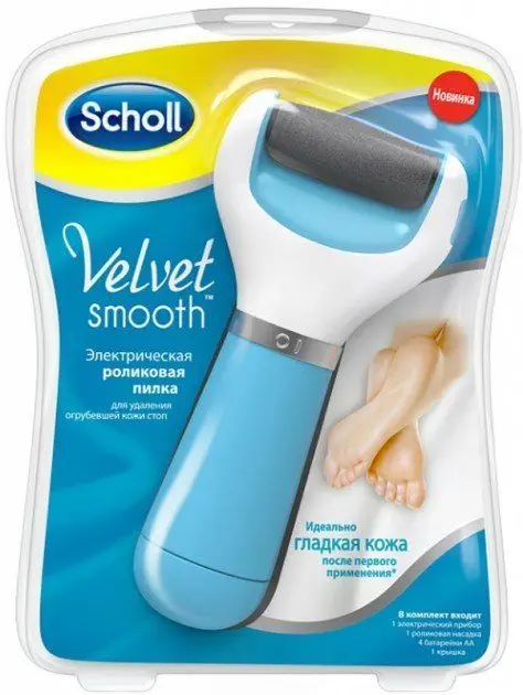 Электрическая роликовая пилка Scholl Velvet smooth голубая | Красота и здоровье