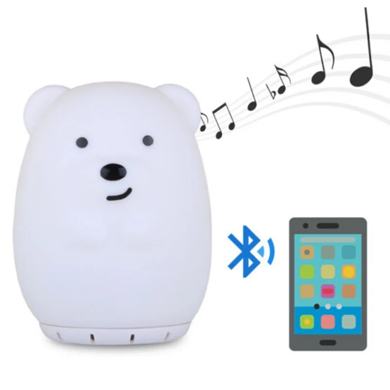 Музыкальный силиконовый ночник Медвежонок с Bluetooth колонкой | Освещение
