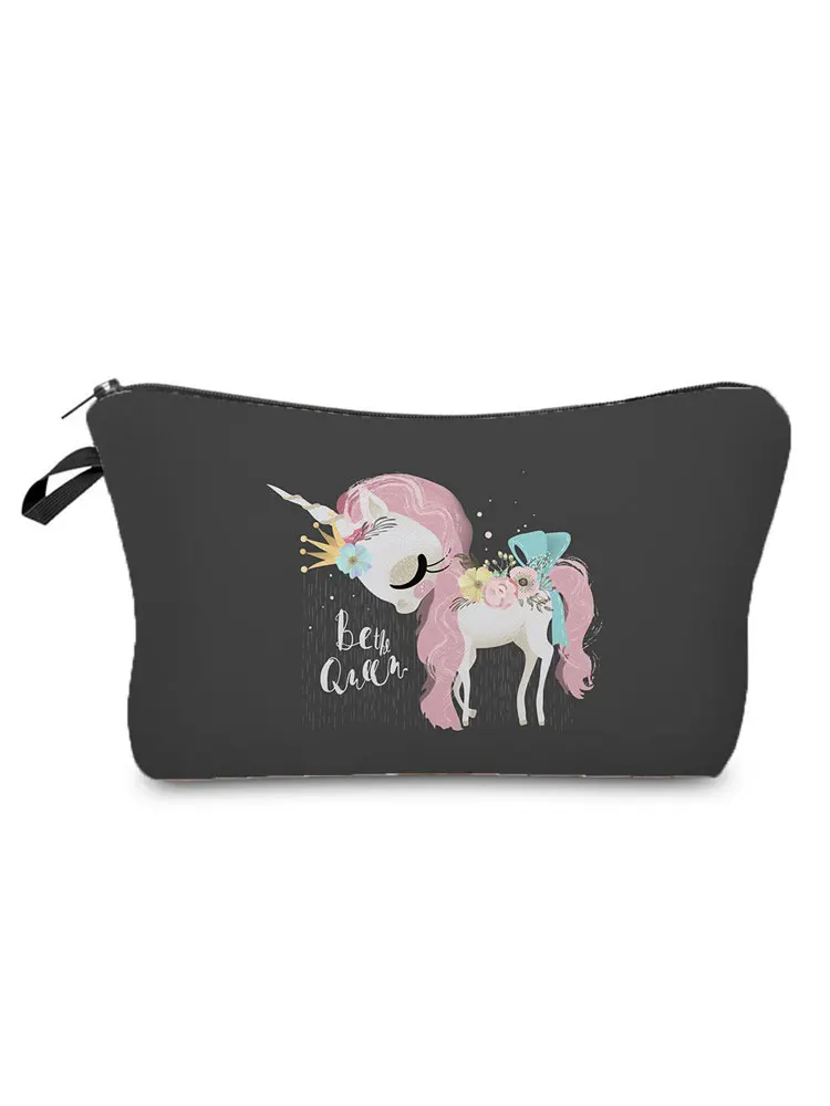 

Unicorn Queen Letter Printed Cosmetics Bag Women Fashion Makeup Bags Durable Pencil Case Creative Gift Well Made Toiletry Bag