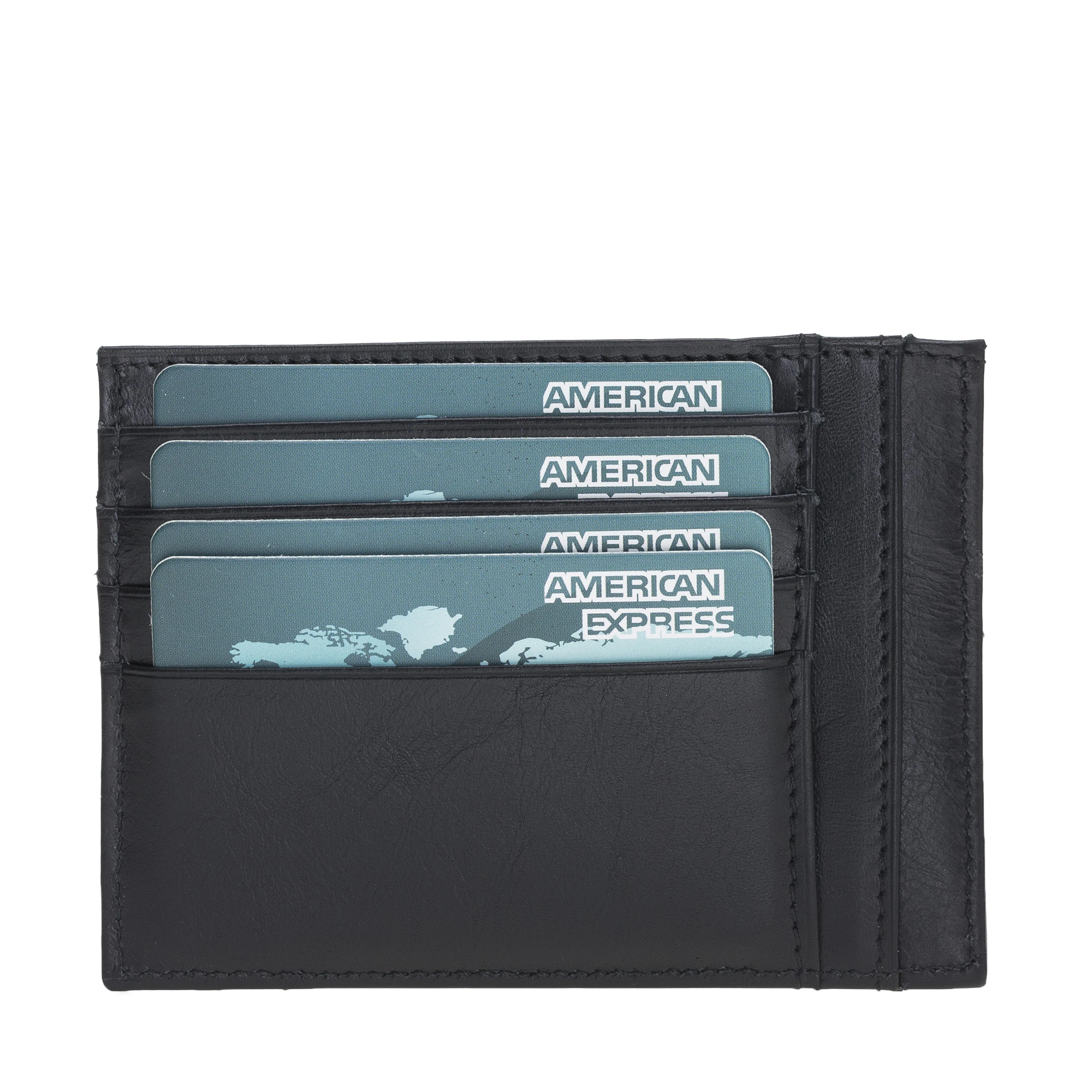 Handmade Genuine Leather Slim Credit Card Holders and 1 Banknote Slot with Zipper Modern Collectible Wallet Minimalist Elegant