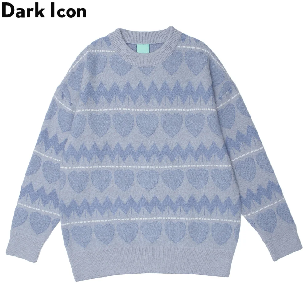 

Dark Icon Full Heart Knitwear Men's Sweater Autumn and Winter Pullover Oversized Man Woman Sweaters Couple Clothing