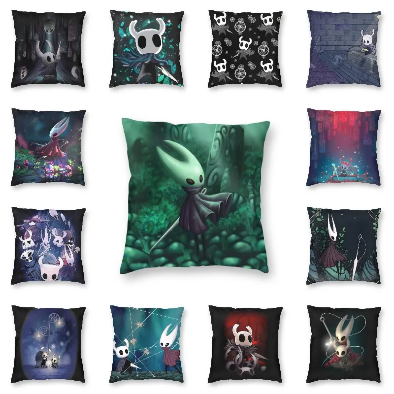 

Hornet Ghost Knight Square Pillow Case Decoration Hollow Knight Cushions Throw Pillow for Living Room Double-sided Printing