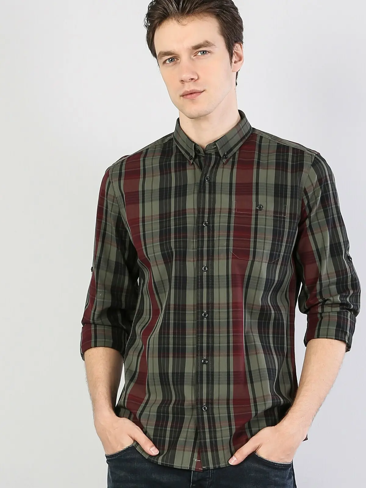 Мужская рубашка с длинным рукавом Colins модная CL1034920 |