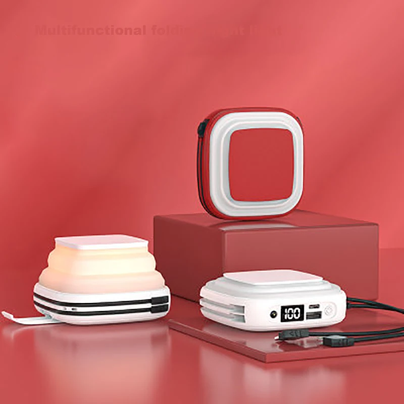 Многофункциональный мини внешний аккумулятор 10000 мАч складной ночник с кабелем