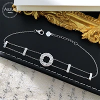 aazuo real 18k pure solid white gold real diamond 0 5ct classic double chain bracelet for woman upscale trendy engagement party