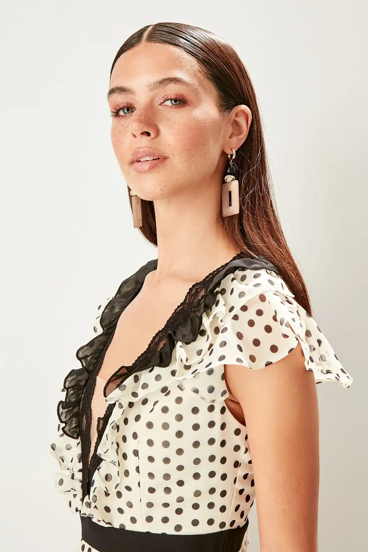 Trendyol точечный детальный вечернее платье в горошек TPRSS19UT0088 | Свадьбы и торжества