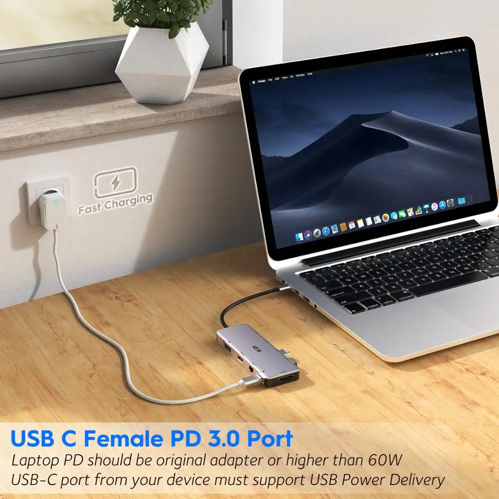 ICZI 10 в 1 USB C концентратор типа C до 4K HDMI VGA USB 3,0 кардридер Ethernet RJ45 преобразователь питания для MacBook samsung S10 S9 Huawei P30 P20 Mate 10 20