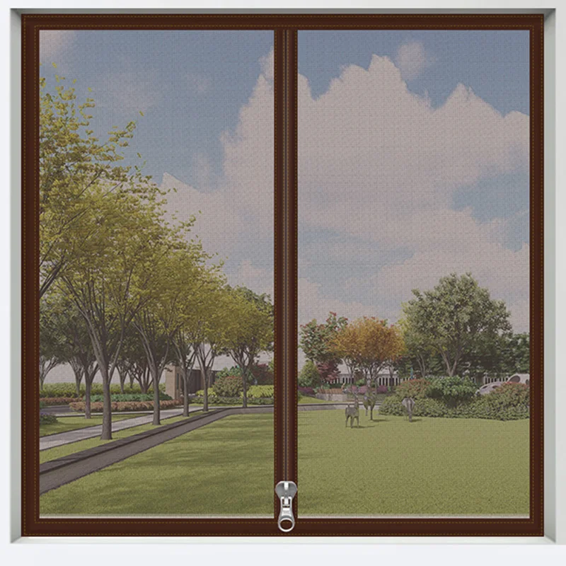 

Mosquito Brown encrypted mesh Mosquito Net Zipper Closure Self-adhesive Window Screen Simple