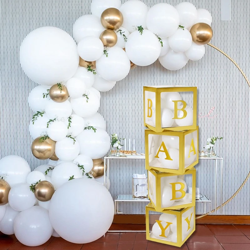 

Baby Shower Box Gold Custom Balloon Letter Box Birthday Wedding Party Decoration Baby Shower 1st Birthday Transparent Ballon Box