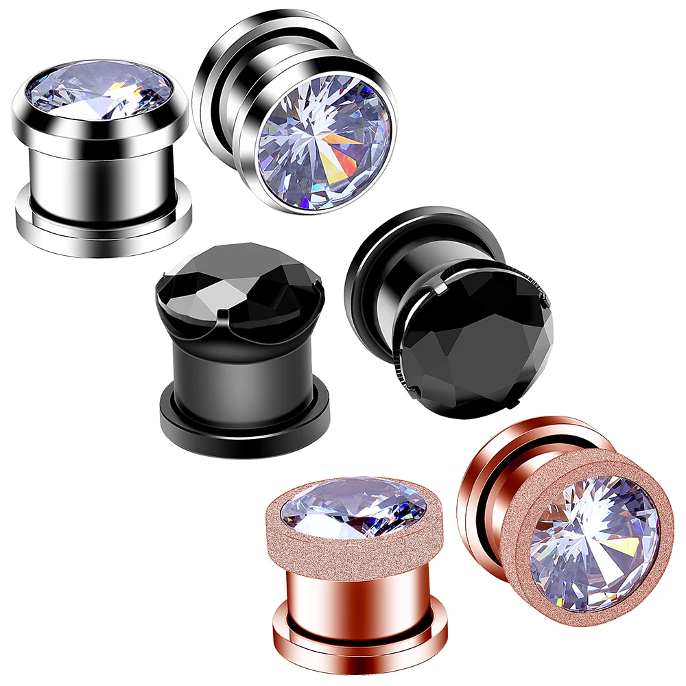 6/8/12PCS Set Stainless Steel Ear Gauge Crystal Tunnel Plug Lot Zircon Piercing Oreja Dilatacione | Украшения и аксессуары
