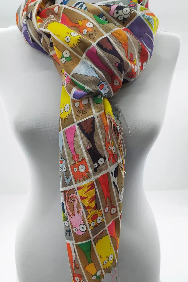 

2020 Fashion Solid Women Looking Animals Patterned Fiber Tassel Shawl Printing Soft Fabric Wrap Casual Warm Scarves Design