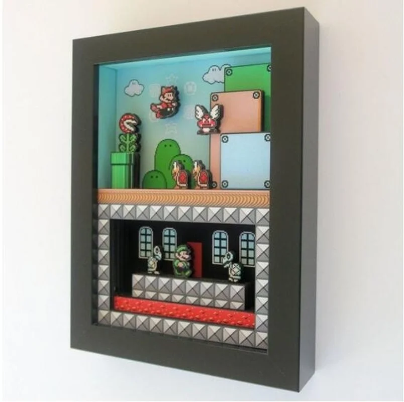 3D Shadowbox Супер Марио Bros Zeldaed ностальгическая игра ПВХ настенная живопись украшения