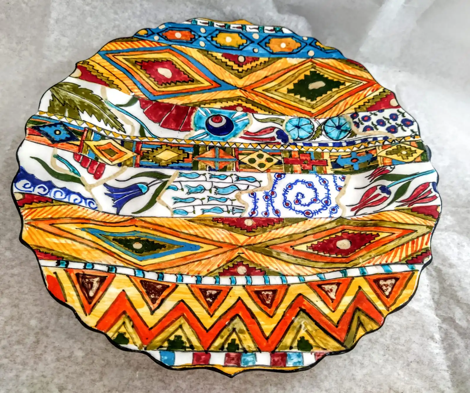 

Finecraft Handmade 100% Original and Original Design Ceramic, Tile Decorative Plate Es-609