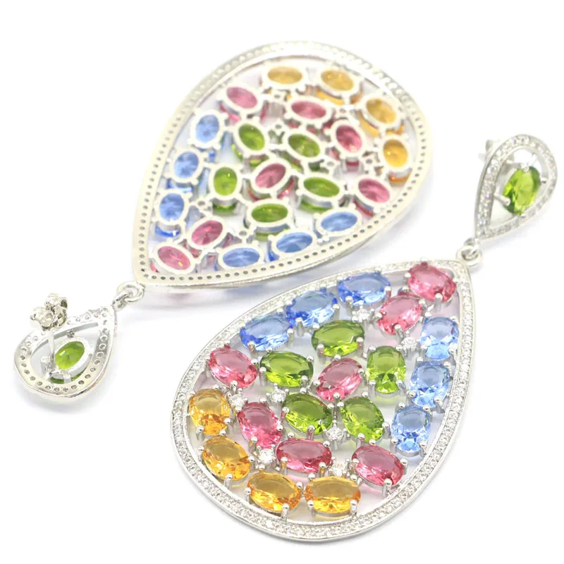 Серьги женские из серебра с сине-синим танзанитом 70 х35 мм 23 г | Украшения и