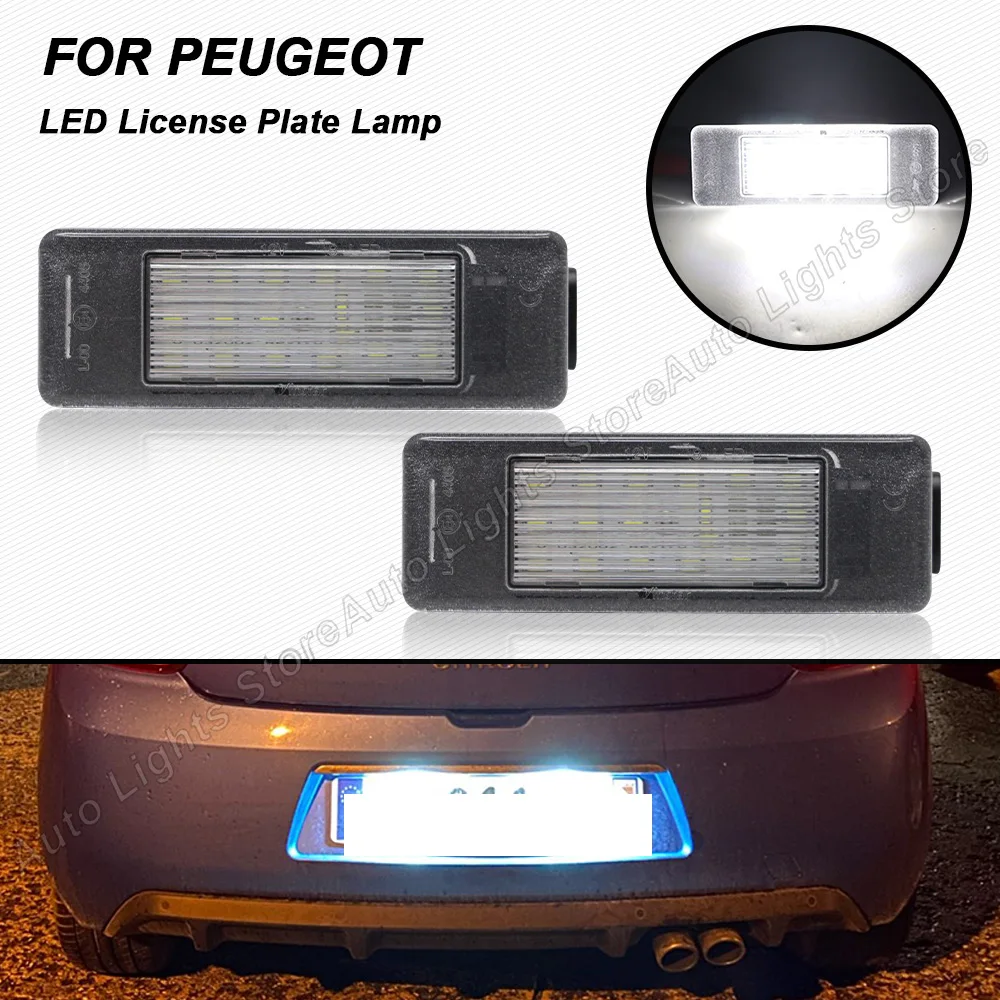 

2PCS LED License Number Plate Light Lamp For Citroen C2 C3 C4 C5 C6 C8 For Peugeot 106 1007 207CC 307 308CC 3008 406 407 508 607