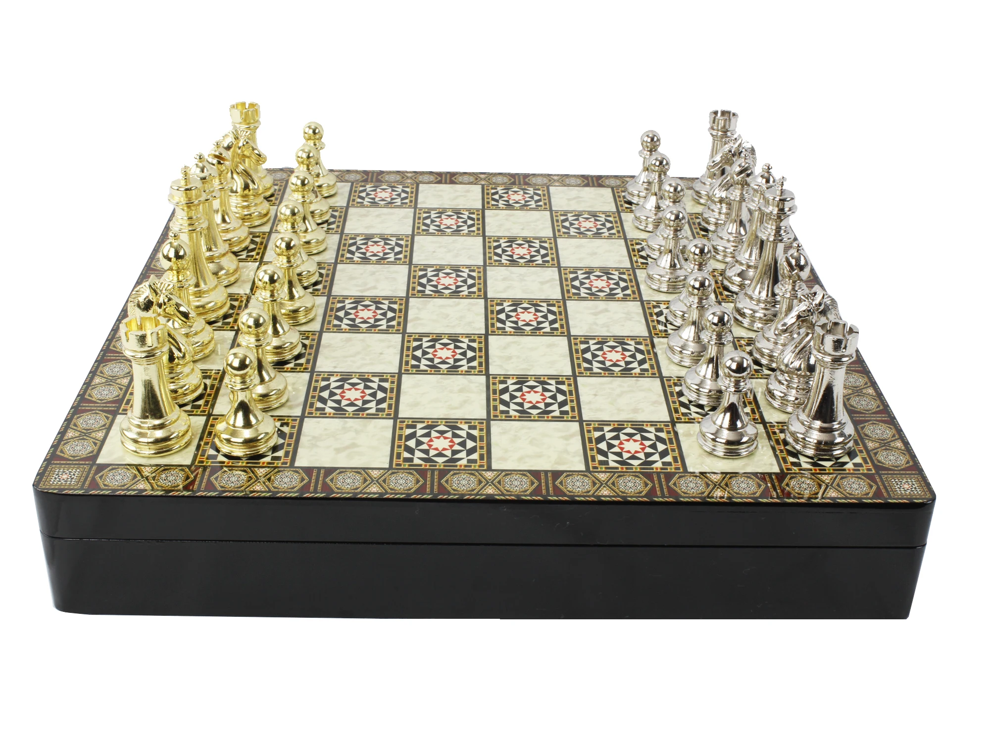 Luxery Chess Board and Figures Wooden Checkers Game Gift for Valentines Day Wooden Chess First Class Boxed Checker Family Game