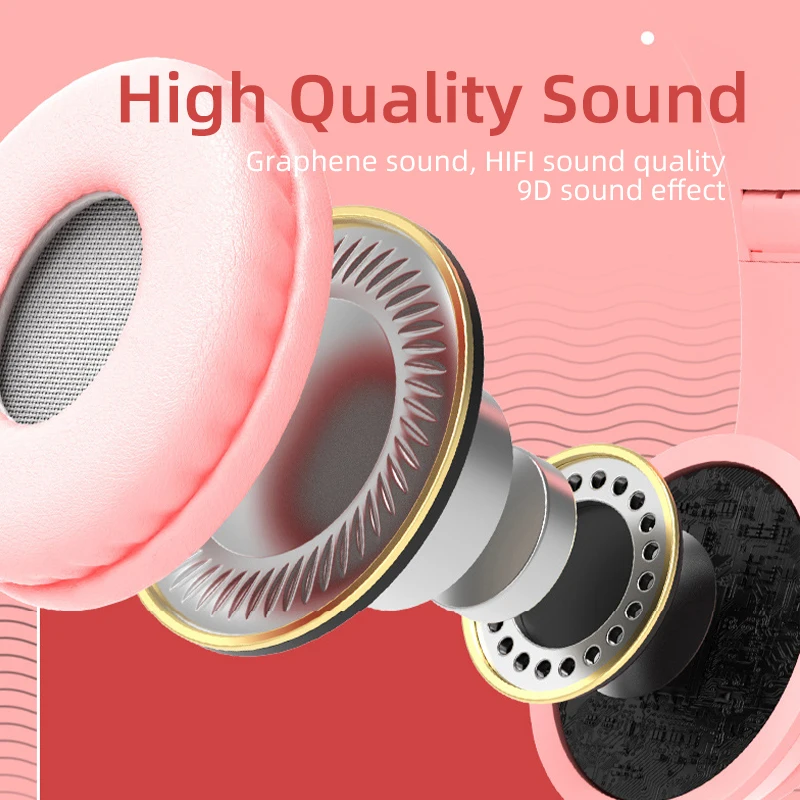 Bluetooth-наушники со светодиодной подсветкой и кошачьими ушками с микрофоном |