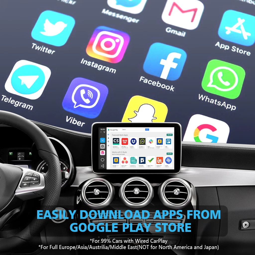 CarPlay Ai Box Qualcomm2 + 32G адаптер без разборки Android 10 мультимедийный плеер скрыть GPS