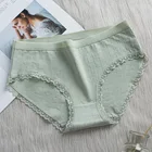 Женские хлопковые трусики большого размера XXL, антибактериальное однотонное нижнее белье, дышащие трусики со средней талией и кружевными краями, сексуальное нижнее белье в полоску