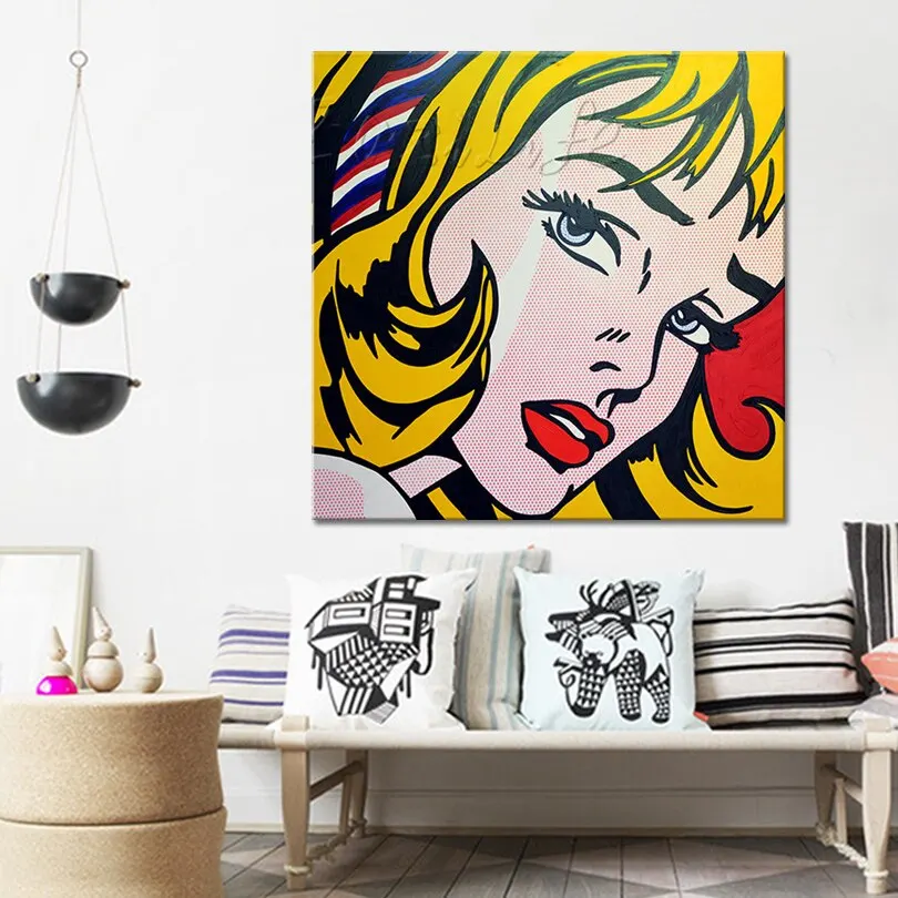 

Lichtenstein Pop Art Cartoon Oil Painting On Canvas Caudros Decoracion Wall Art Picture For Living Room Home Decor Andy Warhol29