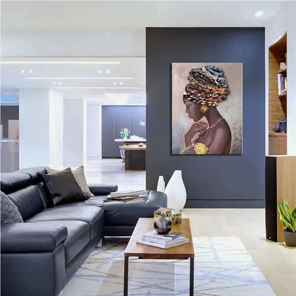 

Canvas Texture Painting African Woman In Turban Embroidered Painting (066) 100 x 150