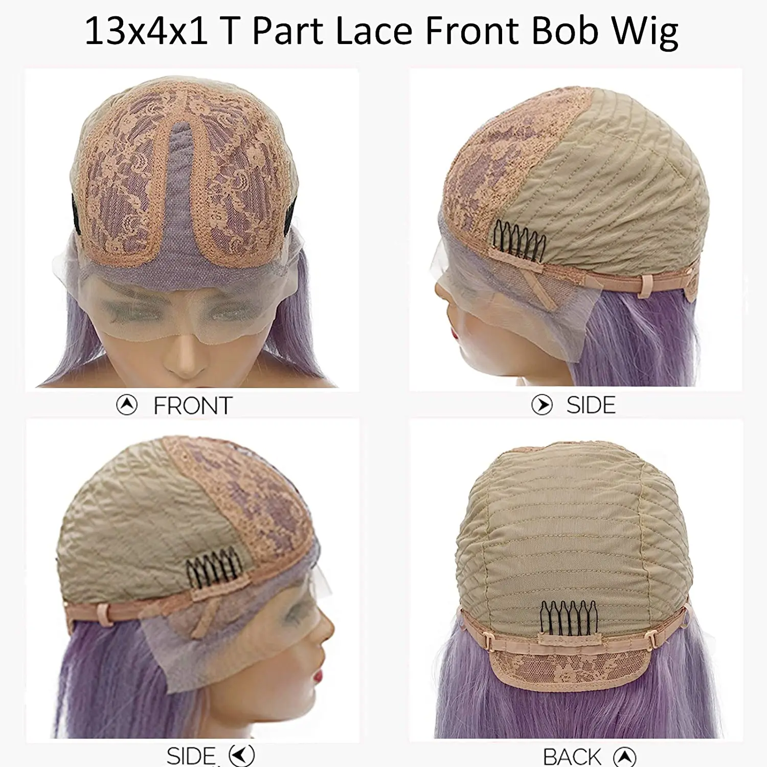 Парик Фиолетовый Боб T часть лиловая кружевная Передняя парик человеческие