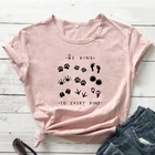 Будьте добры ко всему, футболка с изображением следов животных, забавная Женская графическая веганская футболка, милая Вегетарианская футболка, футболка