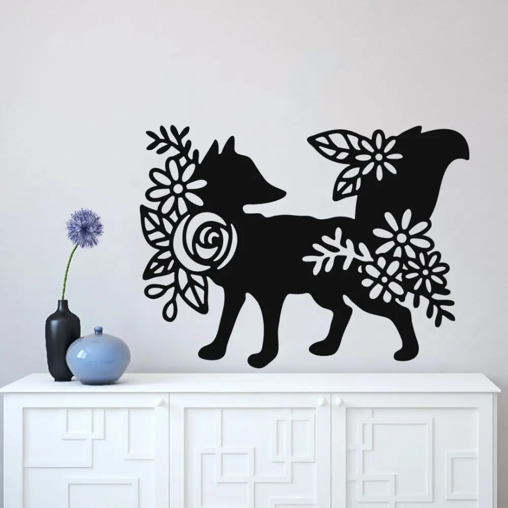 

Abstract Fox With Flower Removable Wall Sticker Vinyl Decal Living Room Wall Art Decoration A00855