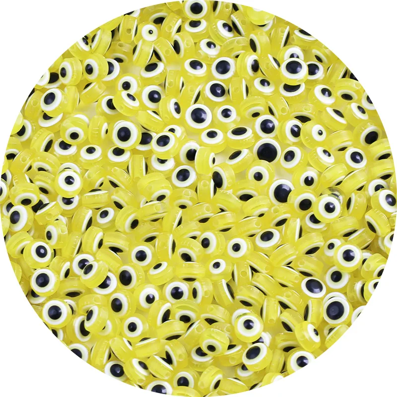 

Lemon Yellow Oval Shape Spacer Beads Evil Eye Beads Stripe Resin Spacer Beads for Jewelry Making DIY Bracelet Necklace Charms
