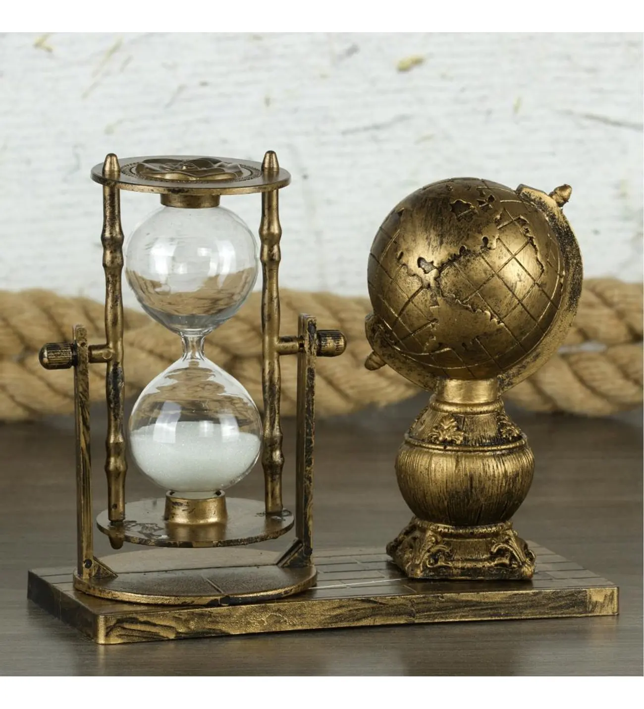 

Hourglass World Figured Trinket Gold Silver Color Decorative Trinket