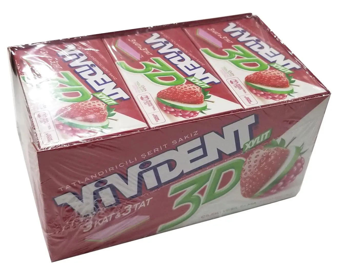 

Vivident Xylit 3D Strawberry Flavored Sugar Free Chewing Gum 18 Pieces FREE SHİPPİNG