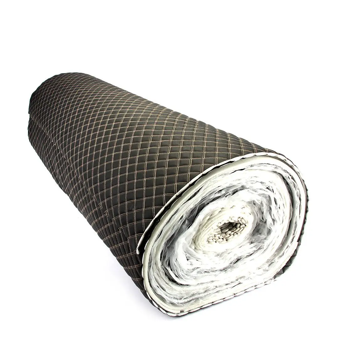 Экокожа стеганная для авто чехлов салона мебели черная Двойной Ромб Бежевый 7мм