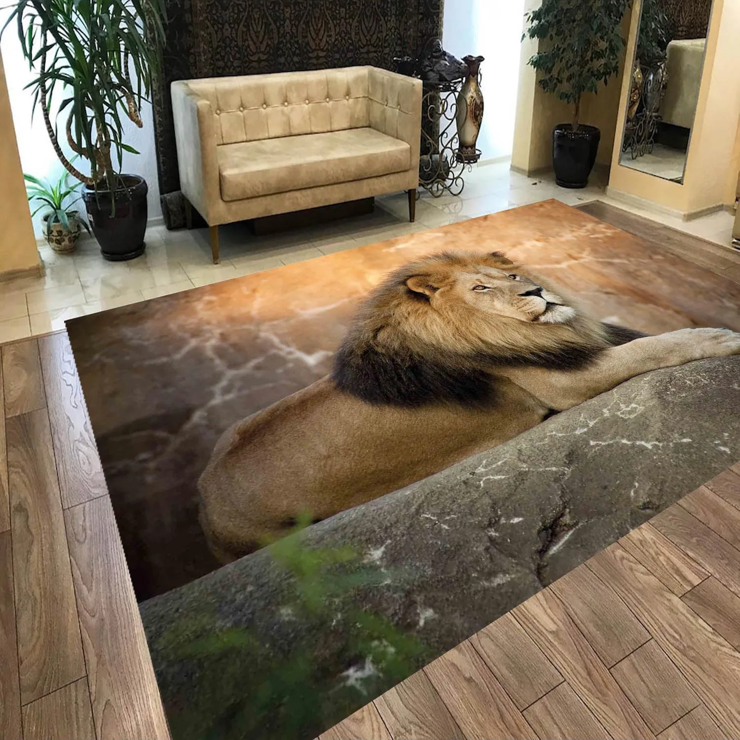 

Lion pattern non-slip floor Rug, Teenagers carpet Modern Rug, 3d digital printing carpet, soft carpet, fan Carpet, Wild Life