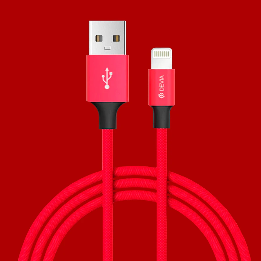 Кабель Devia Pheez 1m Lightning, красный