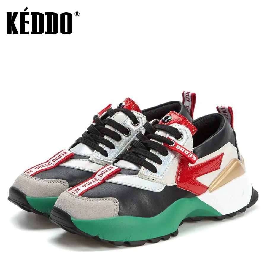 Кроссовки женские 807781/12 01C черный/красный иск.кожа/иск.замша KEDDO|Обувь без каблука|